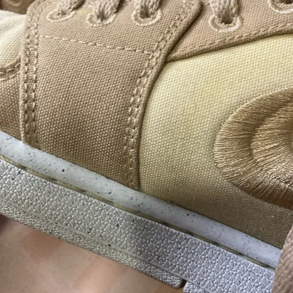 Women’s Nike Air Jordan 1 Mid SE Beige/Cream/Peach Canvas Shoe - Picture 8 of 10